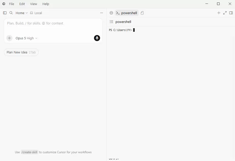 Cursor 编辑器界面示意图：侧边栏、编辑区、Tab 补全、Chat 与 Agent 面板